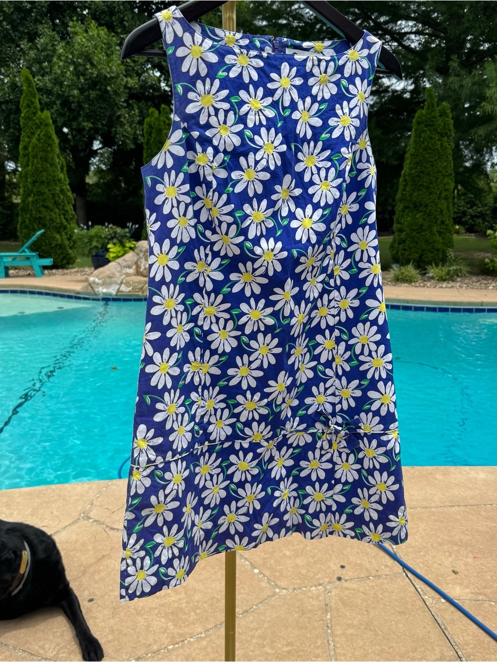 Lilly Pulitzer Navy, White & Yellow Floral Cotton Dress White Label size 4